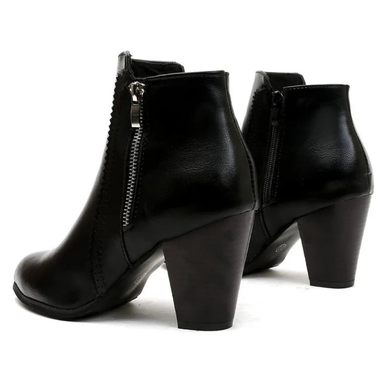 2024 new autumn ladies boot Coarse heeled outdoor nonslip shoe Retro Zipper Fashion Boots Comfort casual women's shoes Botas LadyShow.Store