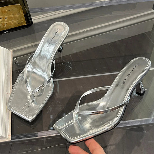 Female Summer Sexy Heels Sandals Slides Ladies Shoes Fashion Women Pumps Flip Flops Luxury High Heels Slippers Shoes Pi-Mart