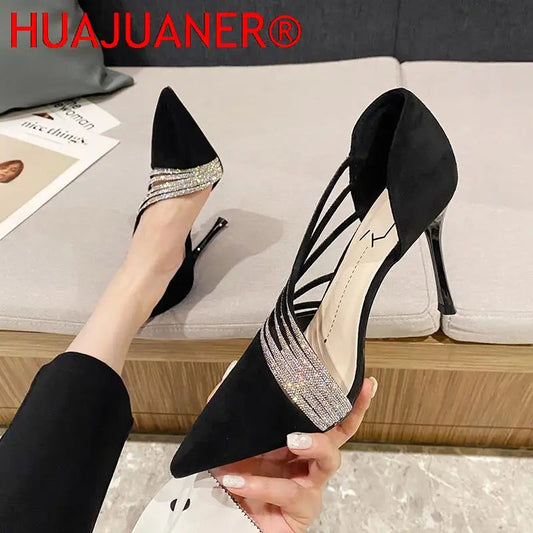 2026 Spring Luxury Women Rhineston Stiletto High Heels Pumps Scarpins Designer Lady Black Heels Wedding Party Bridal Prom Shoes Pi-Mart