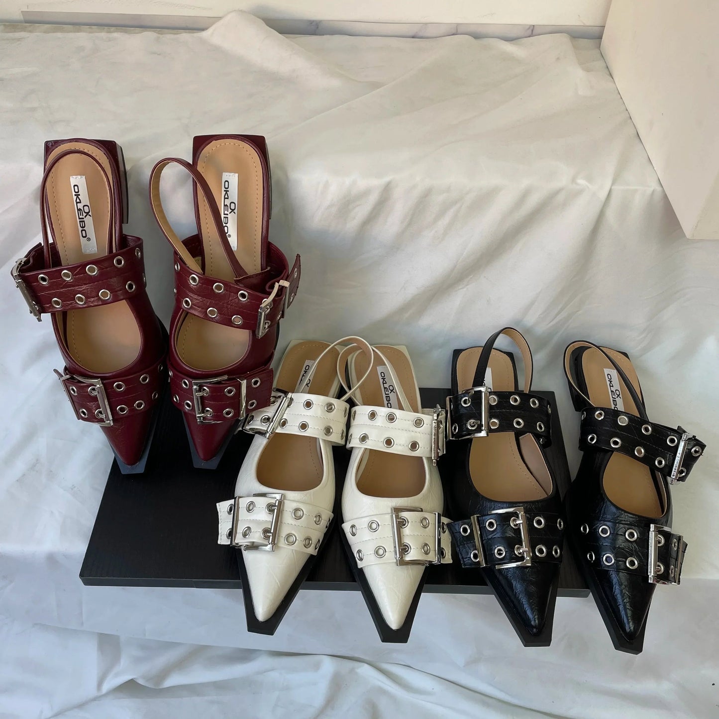 New Women Sandals Shoes Pointed Toe 2026 Spring Fashion Shallow Footwear Slingbacks Ladies Sandals Flats Shoes Big size LadyShow.Store