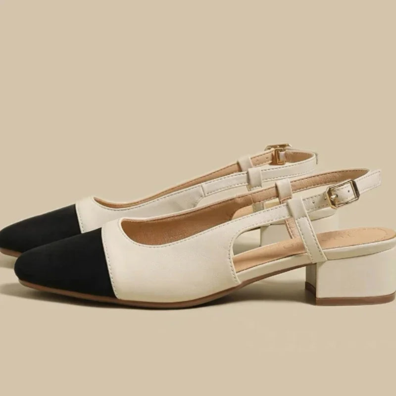 New 2025 Summer Women's Sandals Elegant Medium Heel Toe Mules Comfortable Office Women's Shoes Buckle Heels Dress Shoes LadyShow.Store