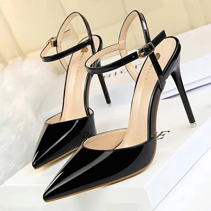 BIGTREE Shoes Fashion High Heels Shoes Patent Leather Woman Pumps Sexy Women Heels Blue Sliver Stiletto Heels Women Sandals 2026 Pi-Mart