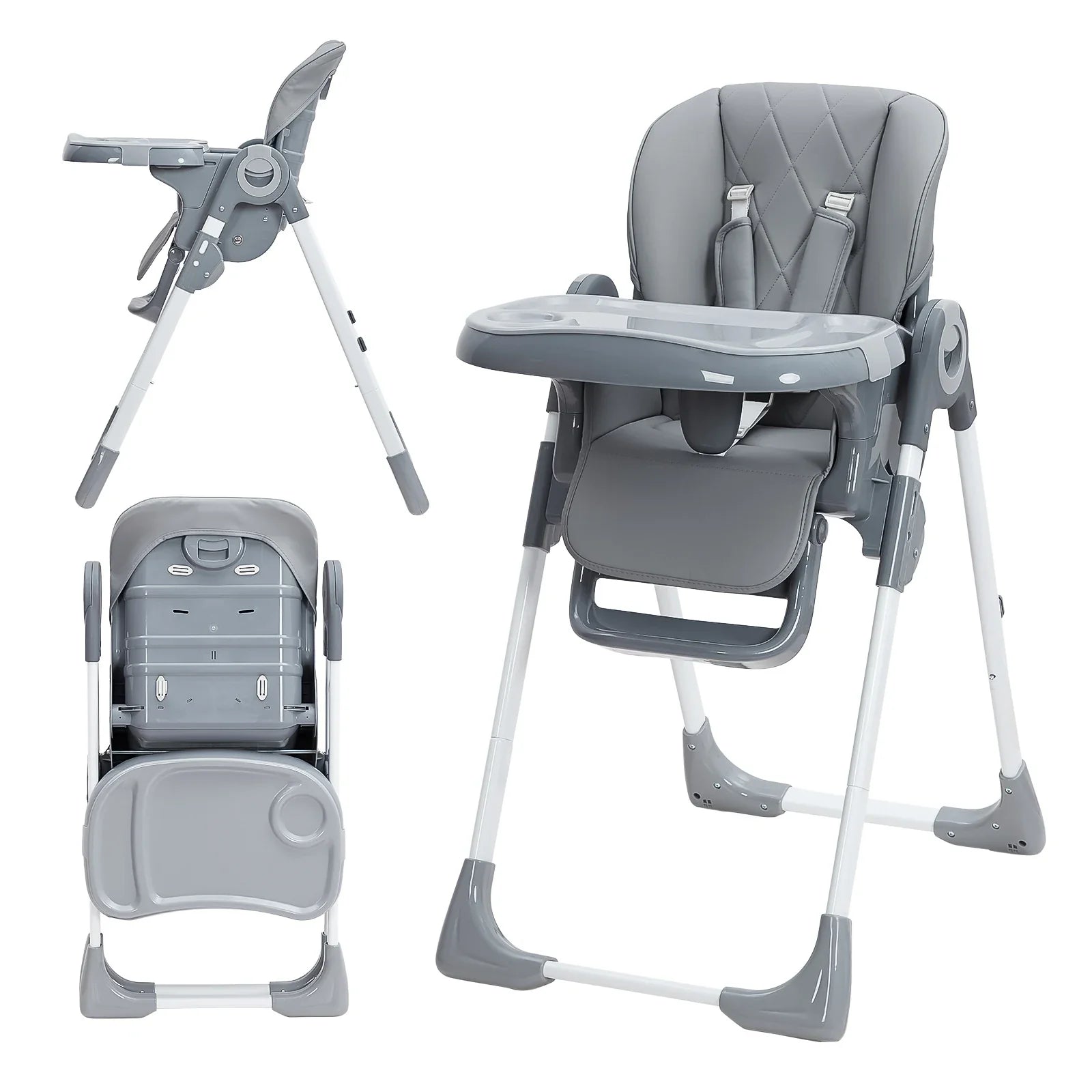 Baby High Chair, Multifunctional Infant High Chairs with Adjustable Height and Recline, Foldable High Chair for Babies Pi-Mart