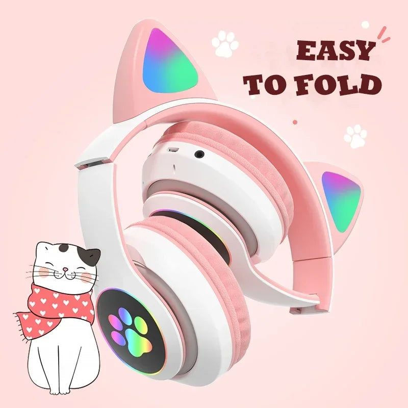 NNEOBA Wireless Cat Ears Headphone Pink NNEOBA