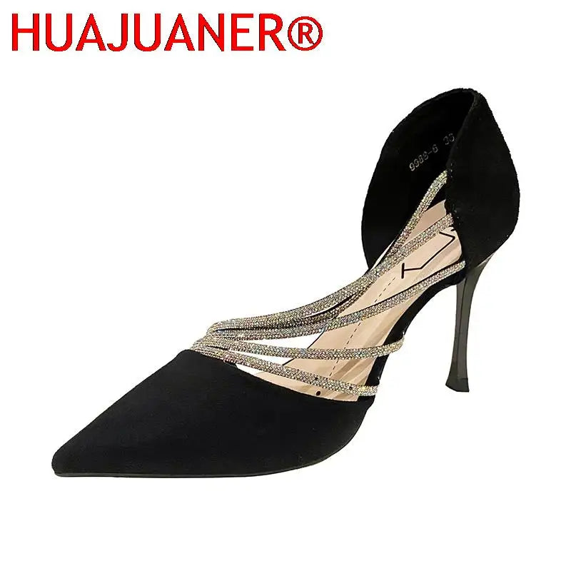 2026 Spring Luxury Women Rhineston Stiletto High Heels Pumps Scarpins Designer Lady Black Heels Wedding Party Bridal Prom Shoes Pi-Mart