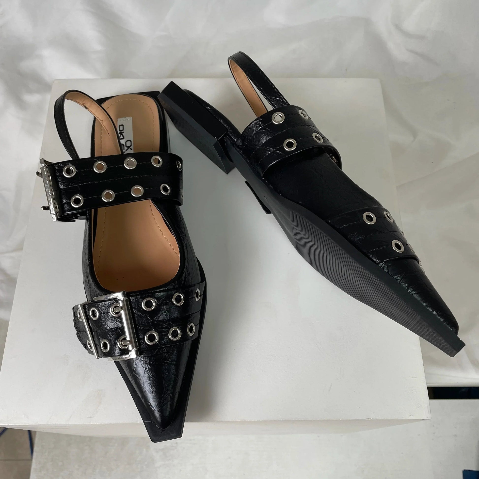 New Women Sandals Shoes Pointed Toe 2026 Spring Fashion Shallow Footwear Slingbacks Ladies Sandals Flats Shoes Big size LadyShow.Store