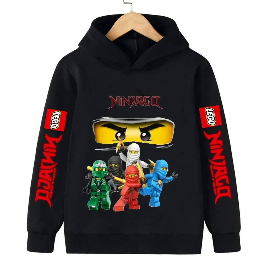 Color: Yellow, Kid Size: 17 - Lego Phantom Ninja Cartoon Children's Hooded Hoodies Casual Sports Sweatshirt 3-13 Year Old Boy Kid Baby Girls Clothes Pullover W2B