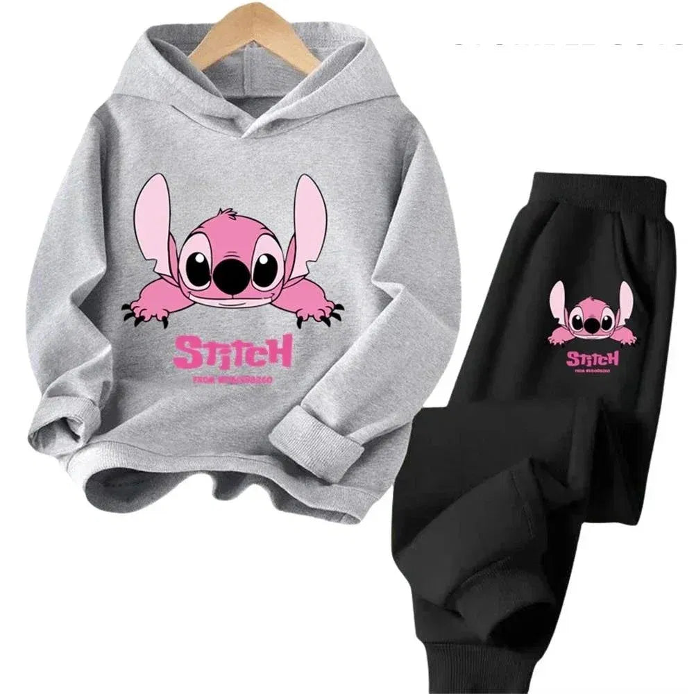 Color: Khaki, Kid Size: 2T - Children Hoodies Stitch Kawaii Fashion Pullover Sweatshirt Anime Trucksuit Manga Cartoons Girls Boy Kids Autumn Casual Clothes