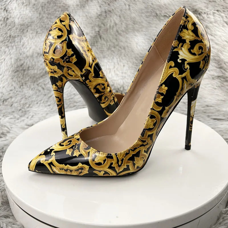NoEnName_Null Black Graffiti Colorful Women Pumps Sexy Women High Heels Wedding Party Women Shoes Stilettos Accept Customized Pi-Mart
