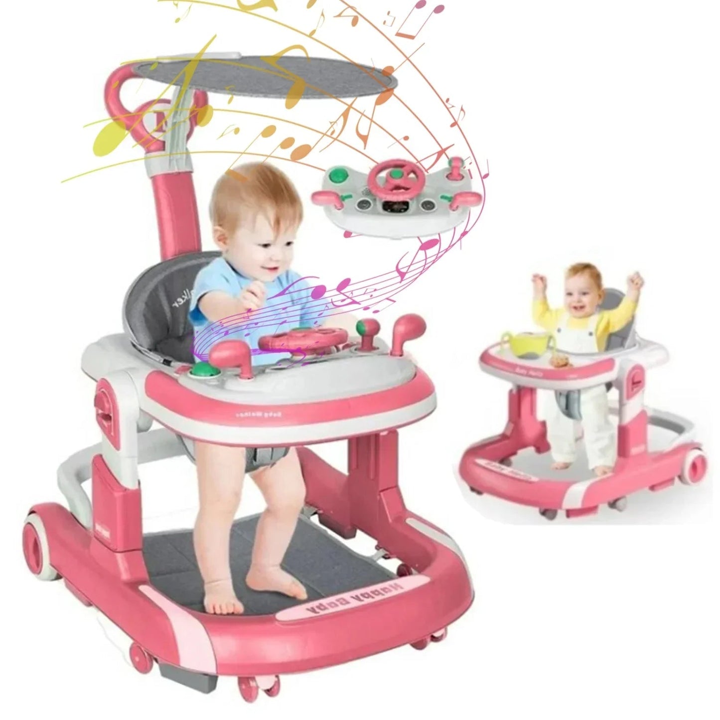 5 in 1 Baby Infant Walker Anti-Rollover Walker with Learning Toy for Infants anti-rollover Multifunctional Without Battery Pi-Mart