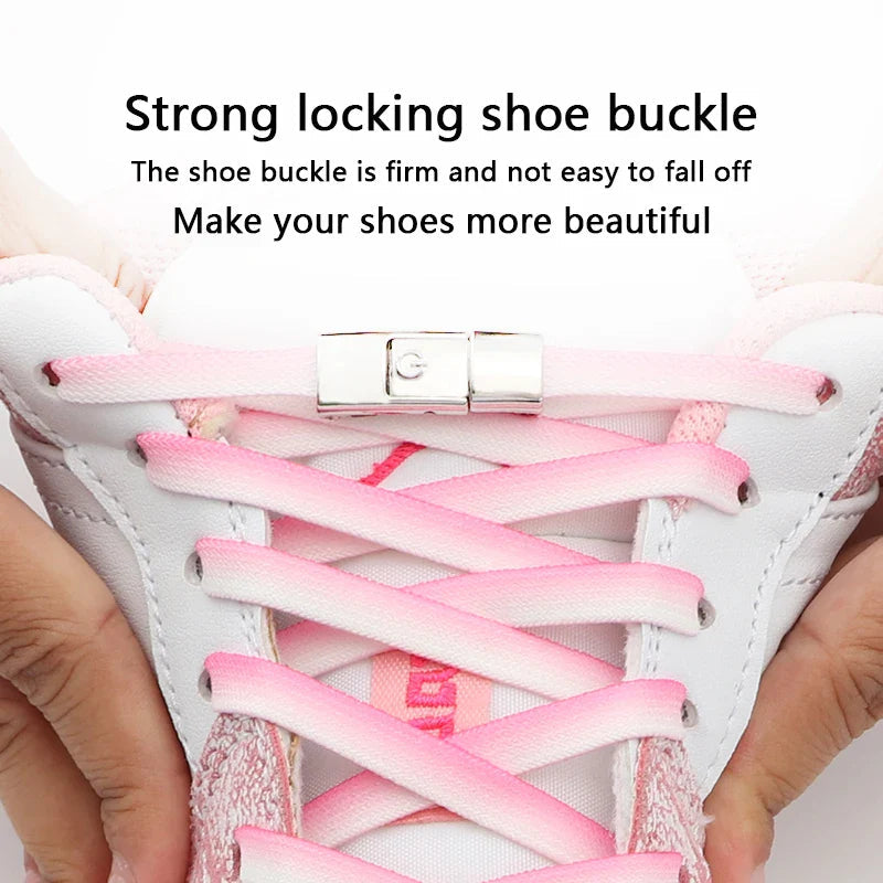 New Colorful Shoelaces Press buckle Metal Shoelace Clip Press Lock Kids Adult Shoes Accessories AF1 Sneaker Kits Metal Laces Tip LadyShow.Store