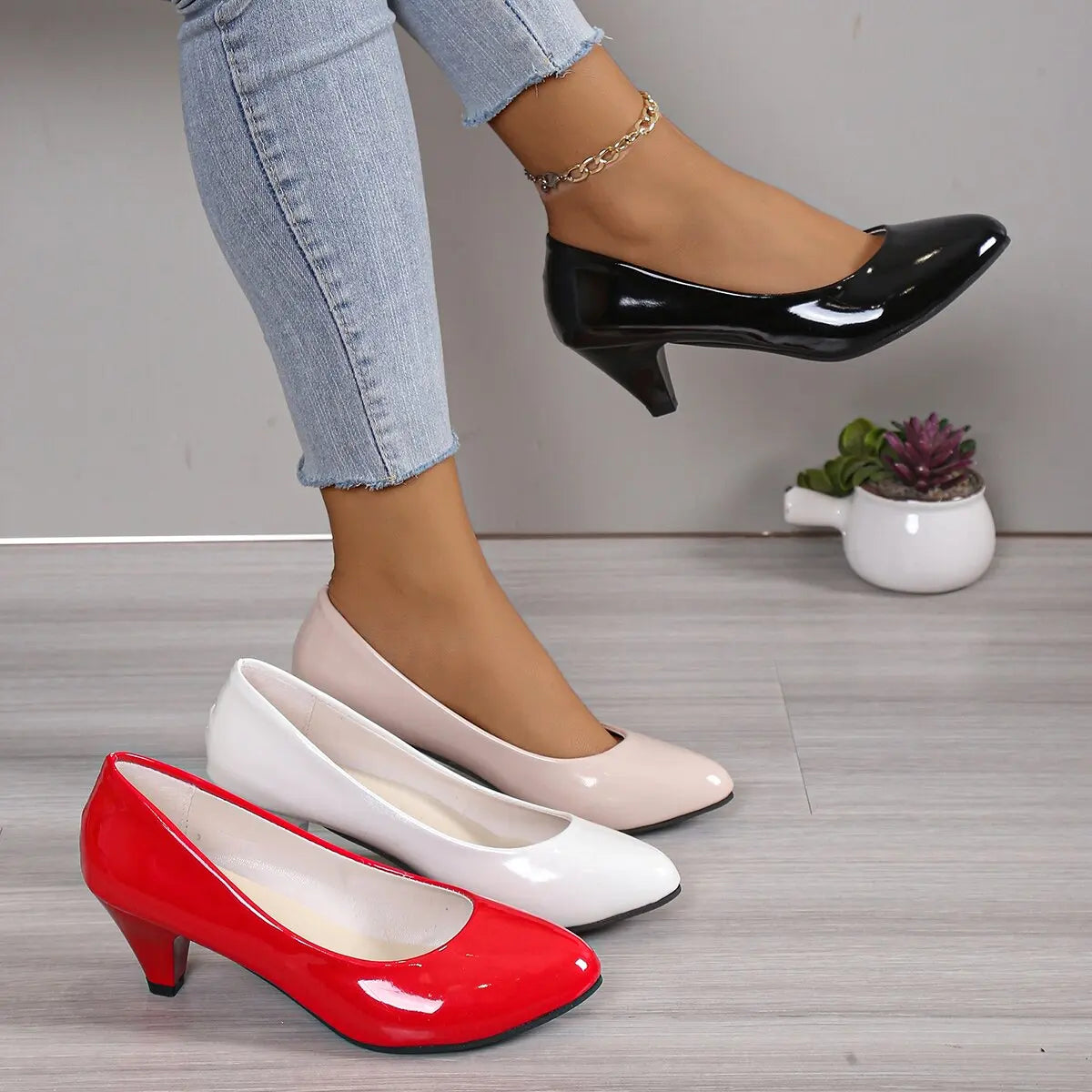New Women High Heels Nude Shallow Mouth Pumps Fashion Shoes Office Work Party Shoes Ladies Wedding Shoes Solid Color Heels Women Pi-Mart