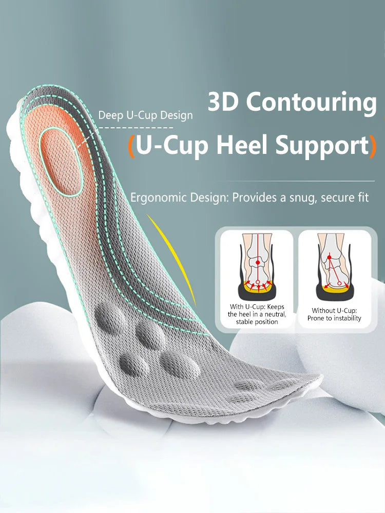 Latex Sport Insoles Soft High Elasticity Shoe Pads Orthotic Breathable Deodorant Shock Absorption Cushion Arch Support Insole LadyShow.Store