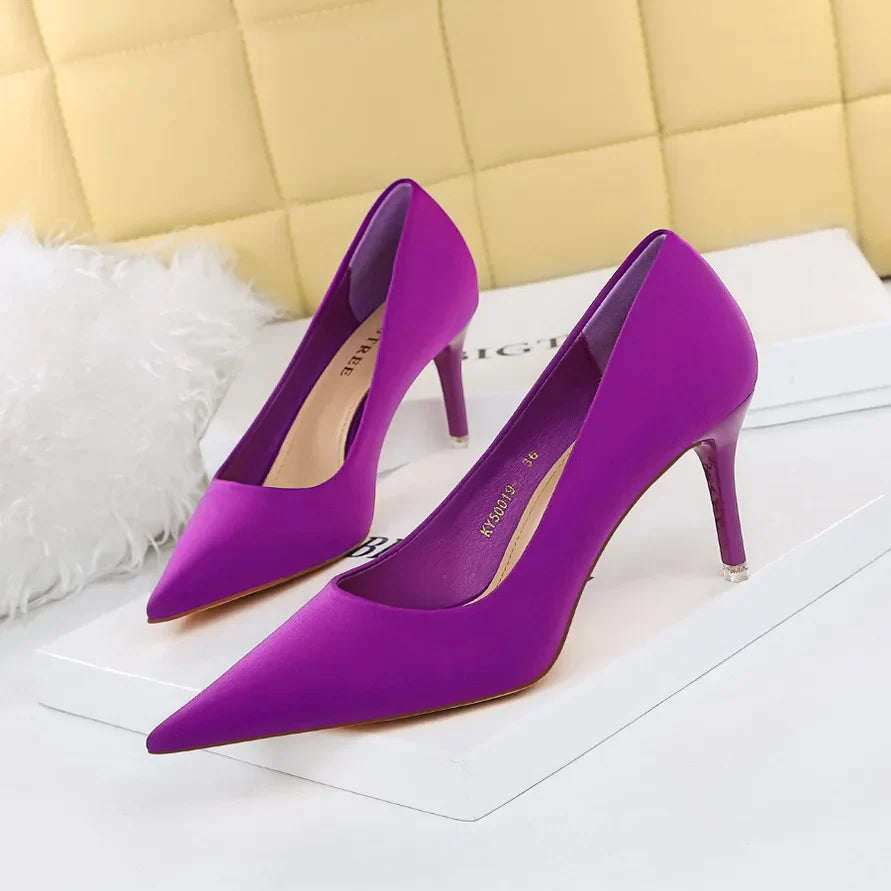 BIGTREE Shoes Satin Women Pumps 2025 New Purple High Heels Fashion Women Shoes Stiletto Luxury Noble Party Shoes Women Heels Pi-Mart