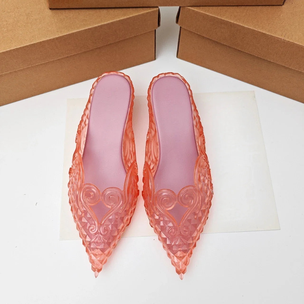 Original Brand Style Women Pointed-toe Crystal High Heel Slippers  Girl Retro Elegance Slippe Ladies Fashion witch Summer Slides LadyShow.Store