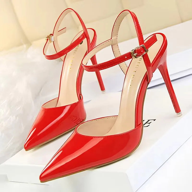 BIGTREE Shoes Fashion High Heels Shoes Patent Leather Woman Pumps Sexy Women Heels Blue Sliver Stiletto Heels Women Sandals 2026 Pi-Mart