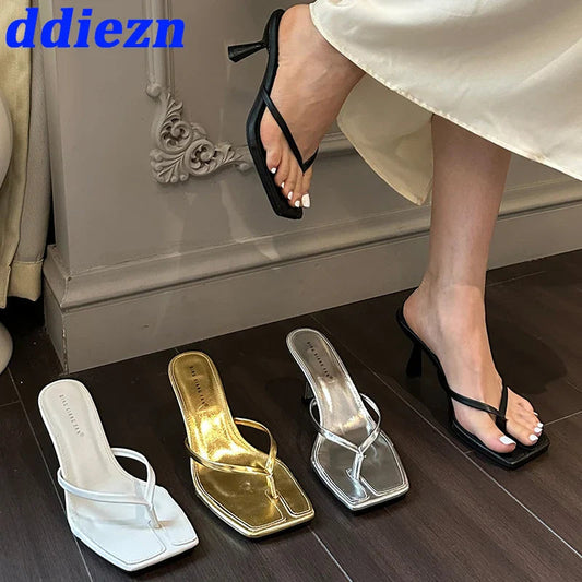 Female Summer Sexy Heels Sandals Slides Ladies Shoes Fashion Women Pumps Flip Flops Luxury High Heels Slippers Shoes Pi-Mart