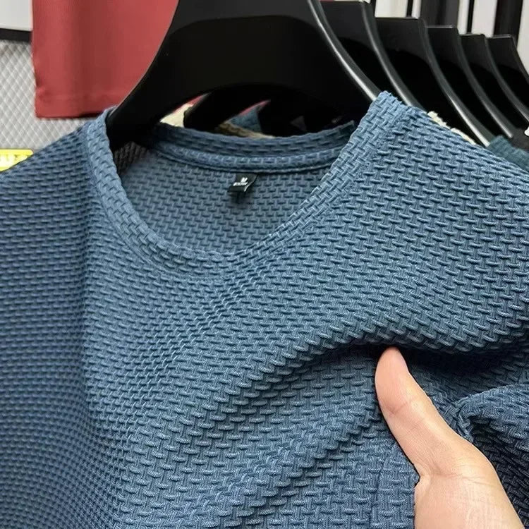 Men's Bamboo Ice Silk Slim Fit Crew Neck T-Shirt Pi-Mart