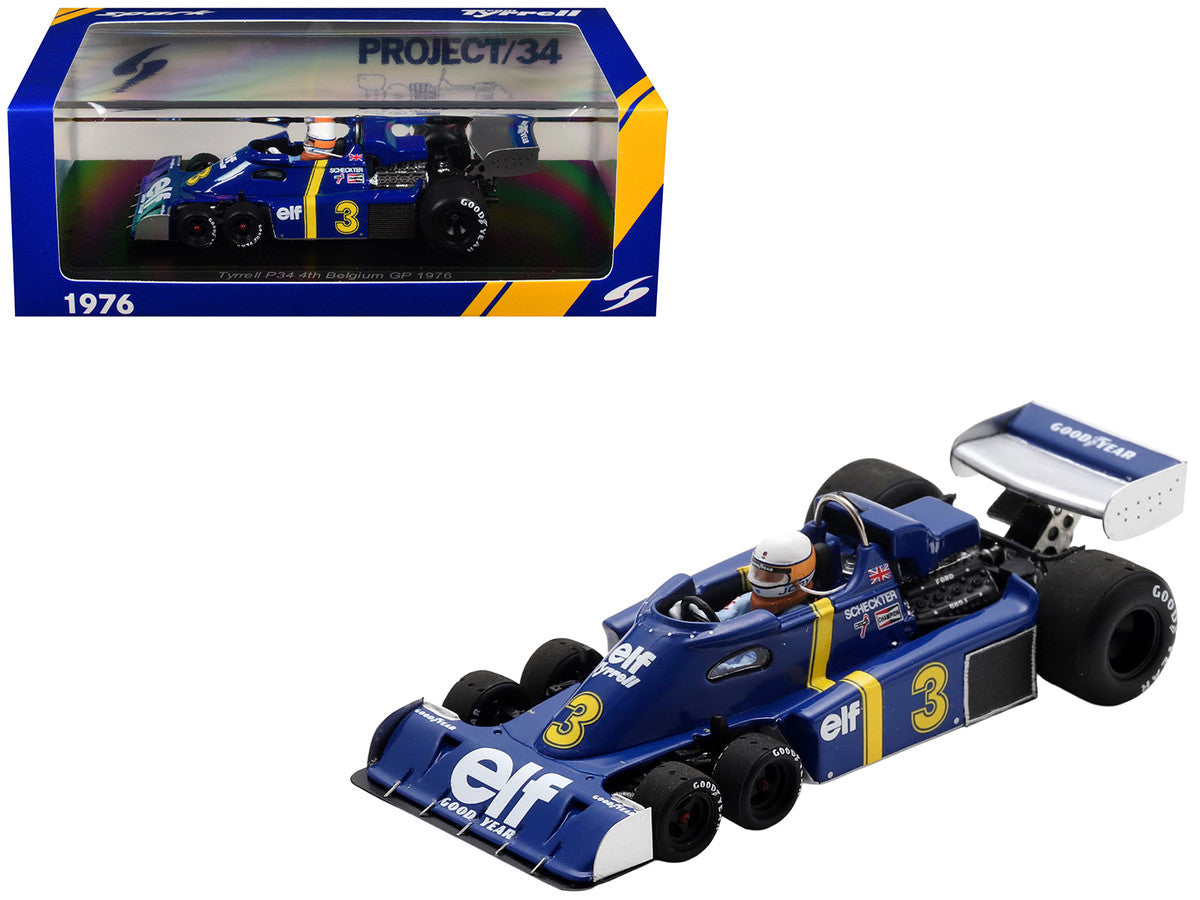 Tyrrell P34 #3 Jody Scheckter Formula One F1 "Belgian GP" (1976) with Driver 1/43 Model Car by Spark Spark