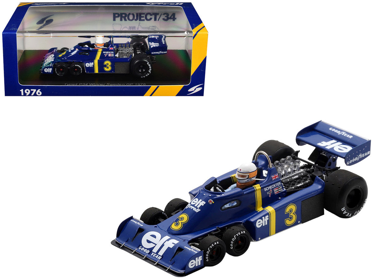 Tyrrell P34 #3 Jody Scheckter Winner Formula One F1 "Swedish GP" (1976) with Driver 1/43 Model Car by Spark Spark
