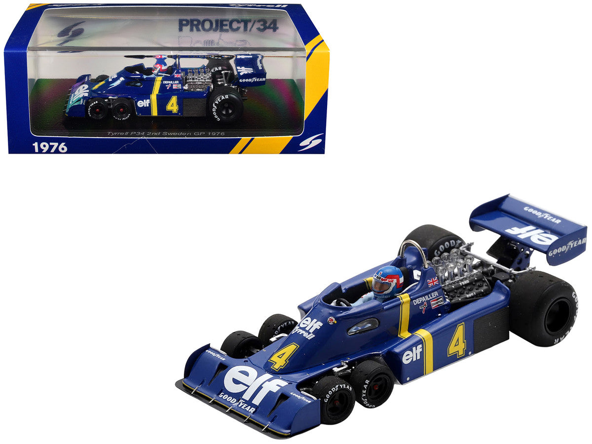 Tyrrell P34 #4 Patrick Depailler 2nd Place Formula One F1 "Swedish GP" (1976) with Driver 1/43 Model Car by Spark Spark