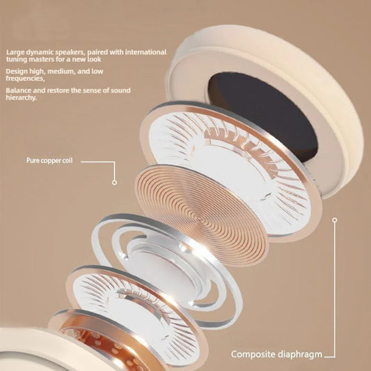 NNEOBA Wireless Bluetooth Over-Ear Headphone Beige NNEOBA