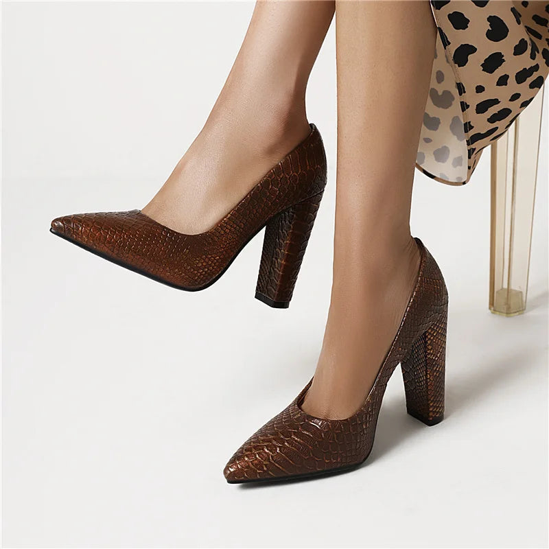 Fashion High Heels Shoes Women Large Size Sexy Animal Print Block Heels Pumps Women Party Office Shoes Dress Pumps Female Pi-Mart