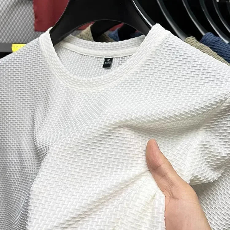 Men's Bamboo Ice Silk Slim Fit Crew Neck T-Shirt Pi-Mart