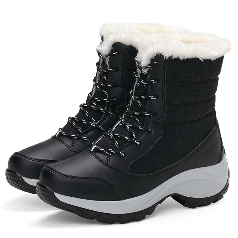 Snow Boots Women Platform Boots Non-slip Women Winter Shoes Fur Warm Ankle Boots for Women Wedges Waterproof Thigh High Boots LadyShow.Store