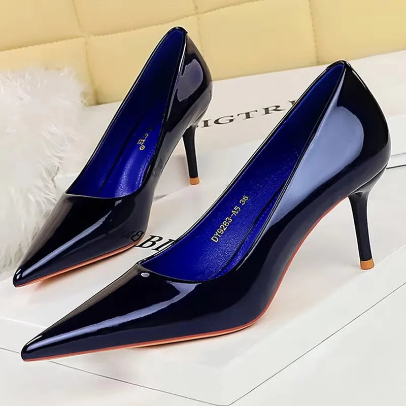 BIGTREE Shoes Patent Leather Women Pumps Sexy High Heels Pointed Lady Party Shoes Stilettos Women Heels Fashion Wedding Shoes Pi-Mart