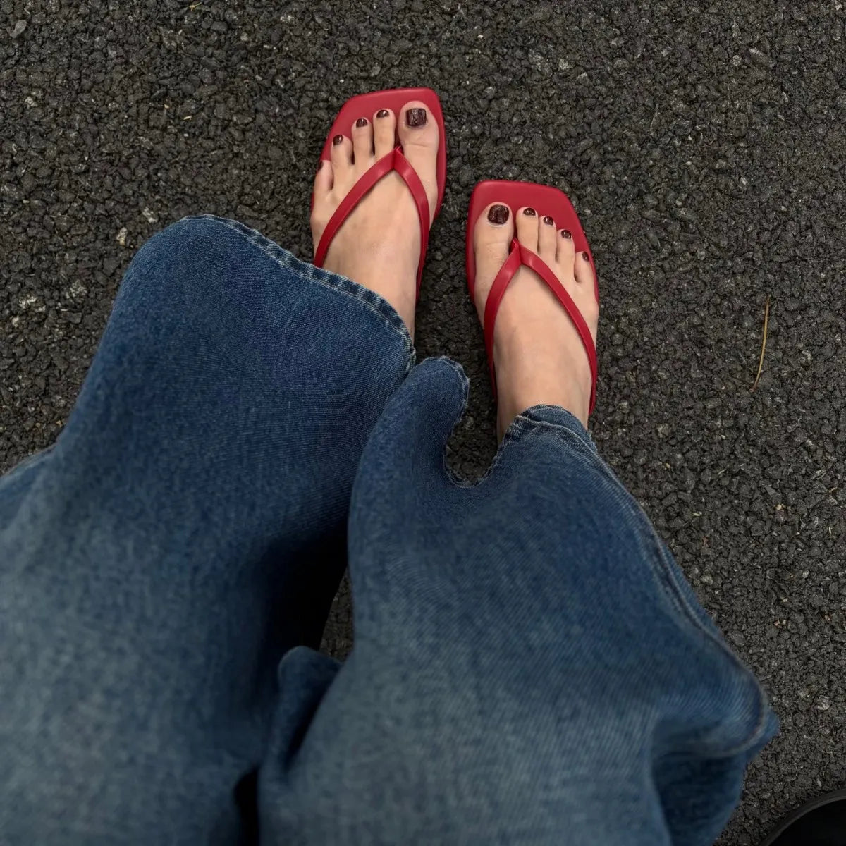 new Spring/summer/women pu slippers beach sandals outdoor wild fashion ladies square head flip flops LadyShow.Store