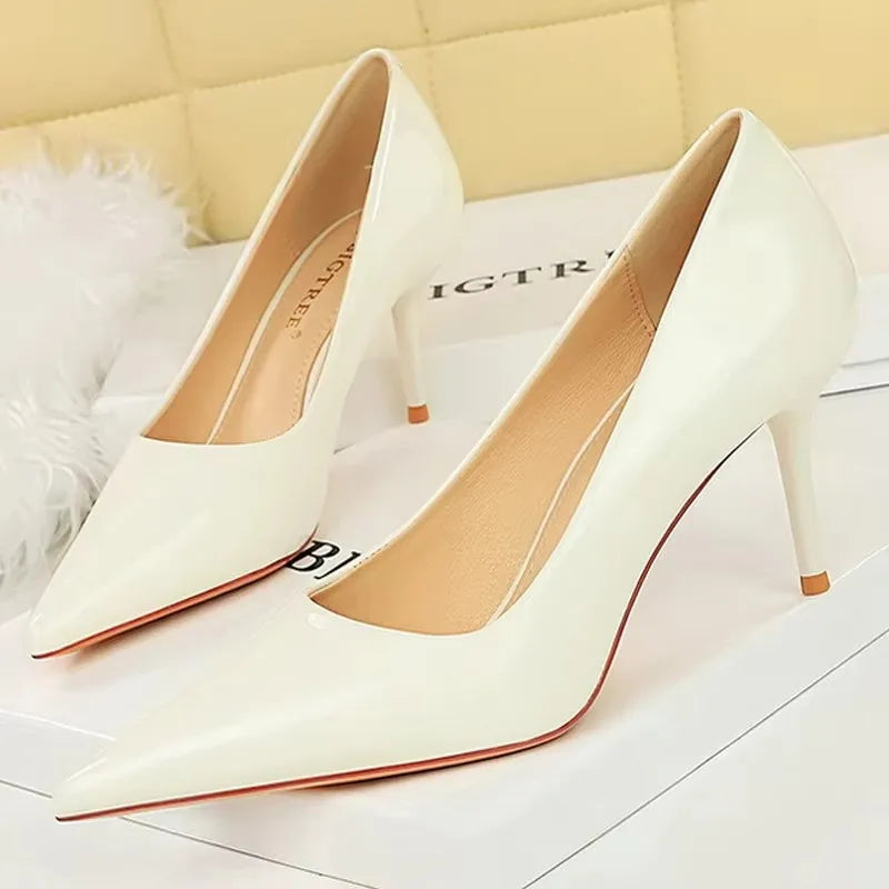 BIGTREE Shoes Patent Leather Women Pumps Sexy High Heels Pointed Lady Party Shoes Stilettos Women Heels Fashion Wedding Shoes Pi-Mart