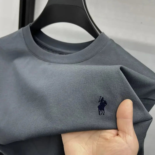 2026 Summer Men's Knitted Cotton Short sleeved T-shirt Fashionable and Comfortable Printed Breathable Top Pi-Mart