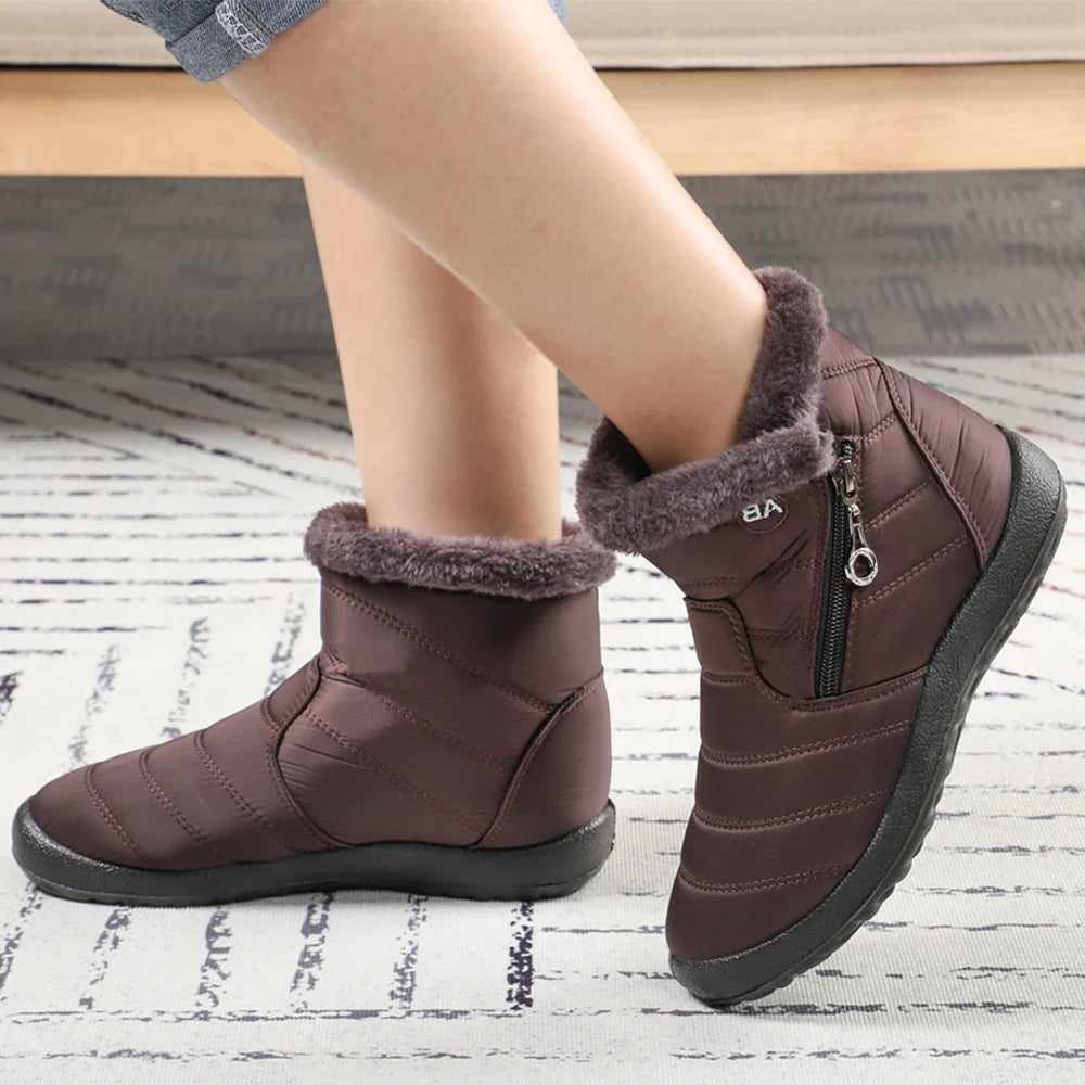 Winter Women Boots Waterproof Snow Boots Plus Size Casual Flat Women Casual Shoes Warm Fur Female Boots Antislip Cotton Shoes LadyShow.Store