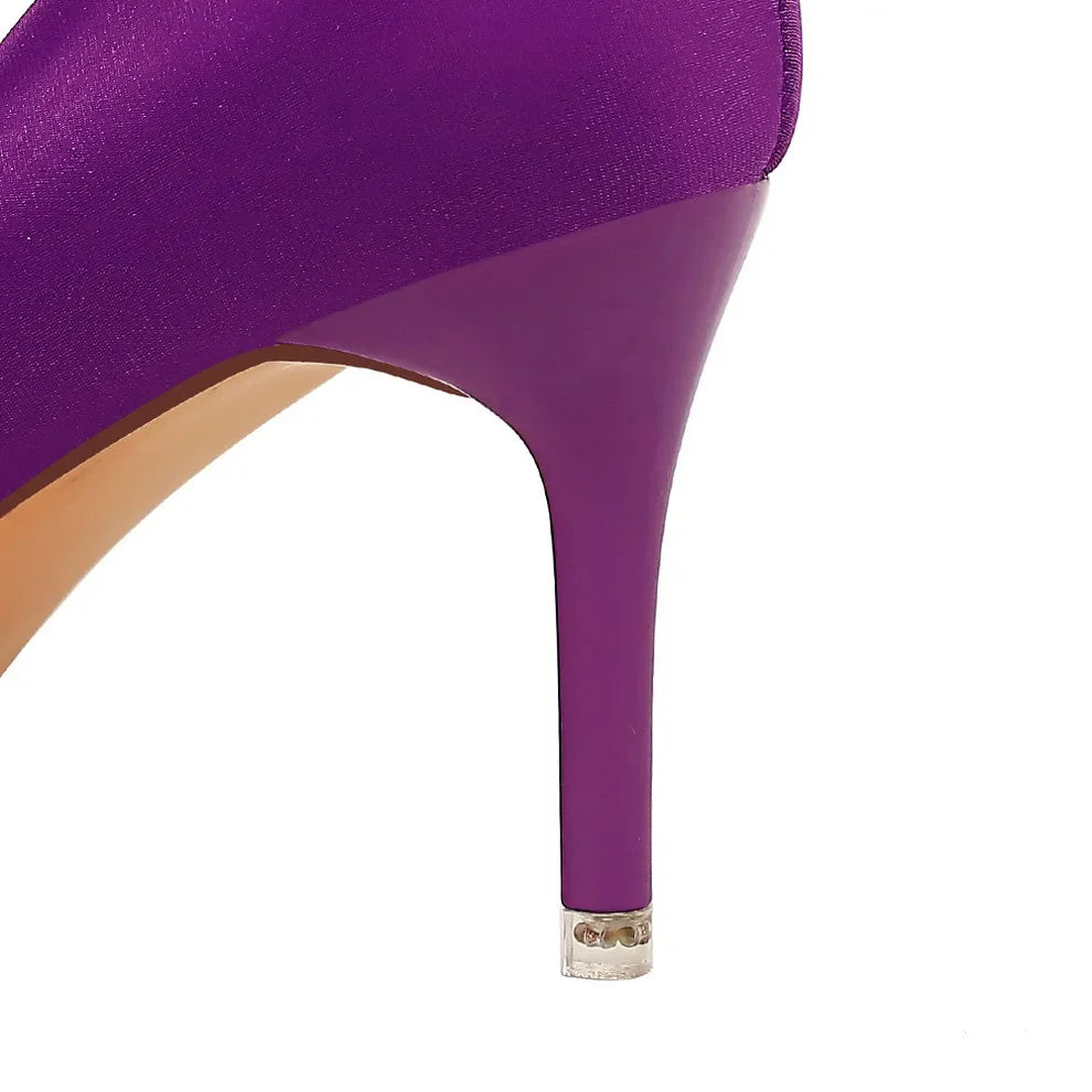 BIGTREE Shoes Satin Women Pumps 2025 New Purple High Heels Fashion Women Shoes Stiletto Luxury Noble Party Shoes Women Heels Pi-Mart