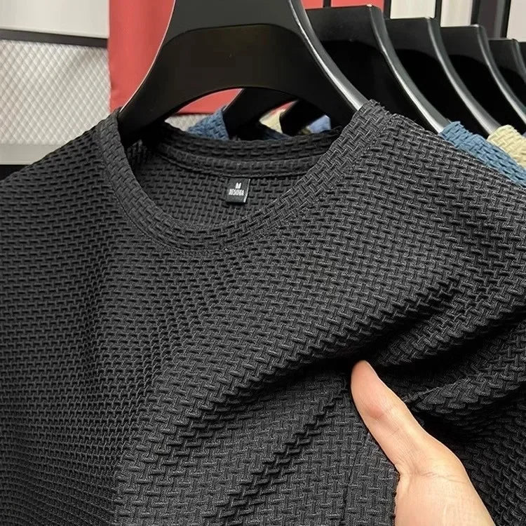 Men's Bamboo Ice Silk Slim Fit Crew Neck T-Shirt Pi-Mart