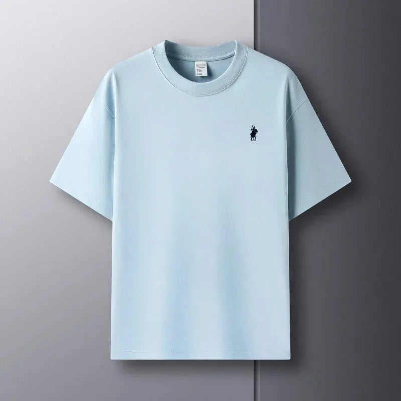 2026 Summer Men's Knitted Cotton Short sleeved T-shirt Fashionable and Comfortable Printed Breathable Top Pi-Mart