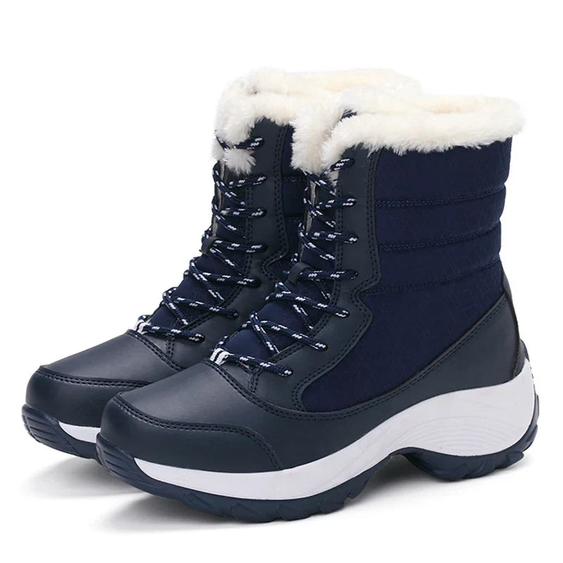 Snow Boots Women Platform Boots Non-slip Women Winter Shoes Fur Warm Ankle Boots for Women Wedges Waterproof Thigh High Boots LadyShow.Store