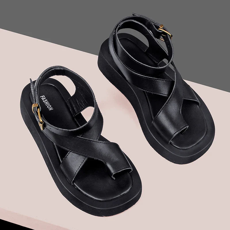 AIYUQI Sandals Women Genuine Leather 2026 Summer New Clip Toe Sandals Ladies Roman Women Shoes Muffin Sandals WHS MTO LadyShow.Store