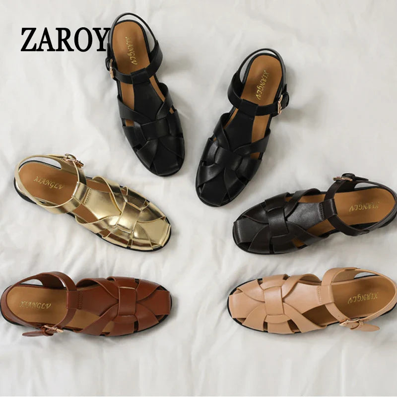 ZAROY Women Sandals Summer 2026 Newest Female Shoes Elegant Office Ladies Sandals Casual Soft Beach Flat Sandalias Roman Zapatos LadyShow.Store
