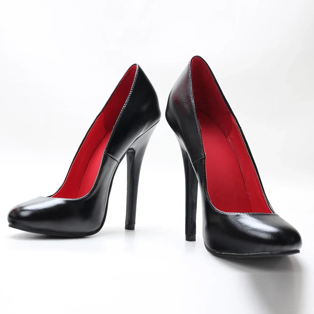 5.5Inch Stiletto Ultra High Unisex oldhollywood Vintagefashion Round Toe Pump Plus Size Shoes LadyShow.Store