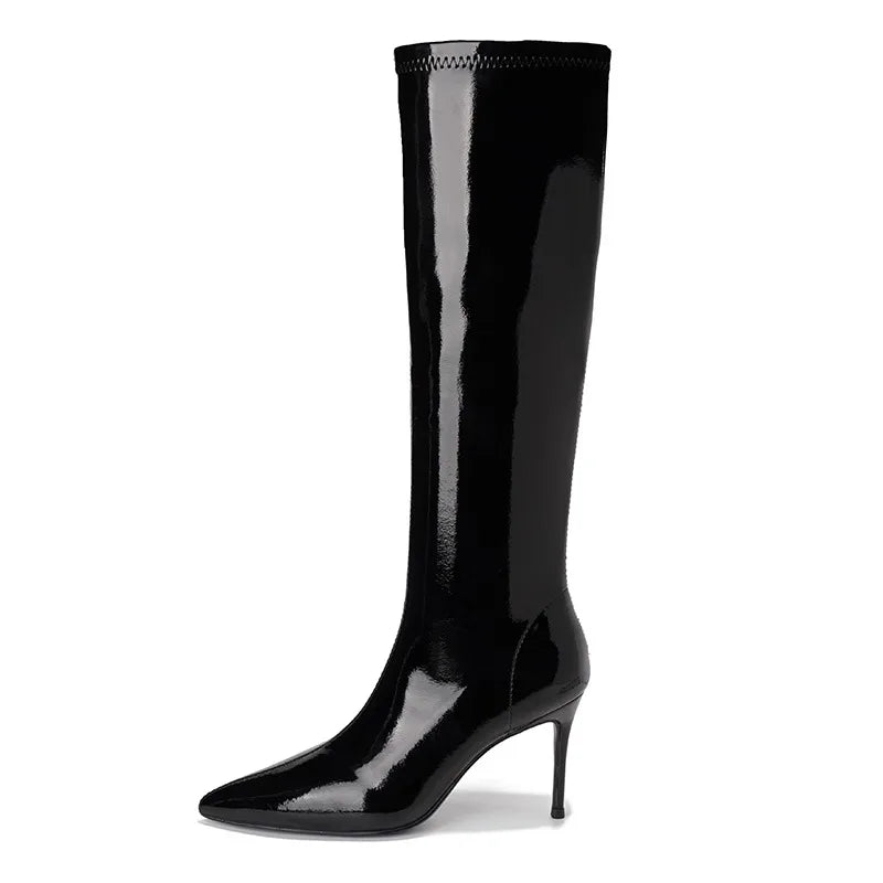 Knee-High Boots Women Pointed Toe Thin High Heel Casual Ladies Pumps Side Zipper Non-Slip Autumn New Stiletto Heels High Boots Pi-Mart