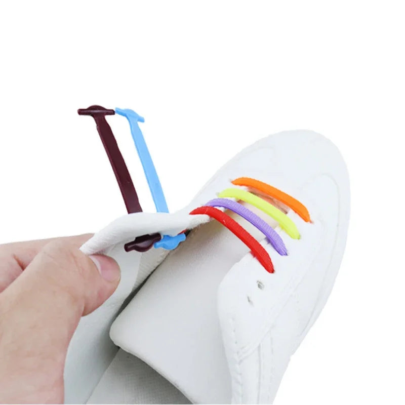 16pcs Lazy Shoelace Silicone Quick Lace Elastic Women Men No Tie Kids Adult Sneakers Lacing Shoelace Buckle Shoes Accessories LadyShow.Store