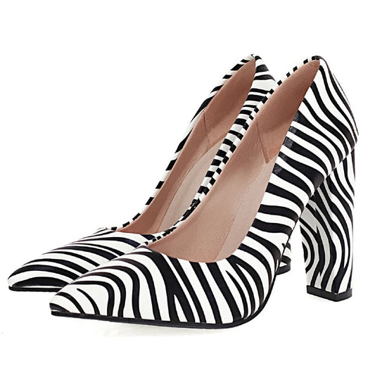 Fashion High Heels Shoes Women Large Size Sexy Animal Print Block Heels Pumps Women Party Office Shoes Dress Pumps Female Pi-Mart
