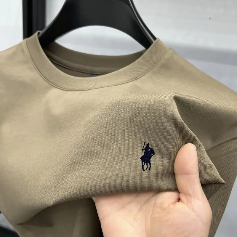 2026 Summer Men's Knitted Cotton Short sleeved T-shirt Fashionable and Comfortable Printed Breathable Top Pi-Mart