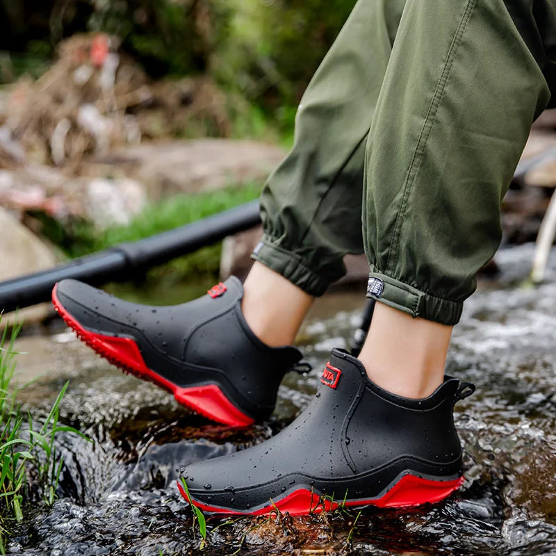Low-cylinder Rain Shoes for Men and Women: Outdoor Fishing Waterproof Shoes, Stylish Style for Outdoor Wear, Rain Boots LadyShow.Store