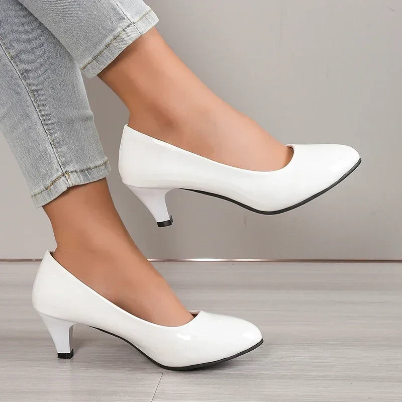 New Women High Heels Nude Shallow Mouth Pumps Fashion Shoes Office Work Party Shoes Ladies Wedding Shoes Solid Color Heels Women Pi-Mart