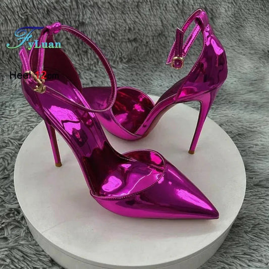 New 12CM 10CM 8CM High Heeled Women's Sandals Sexy Hollow Stiletto Single Shoes Fashion Nightclub Party Female Model Show Pumps Pi-Mart
