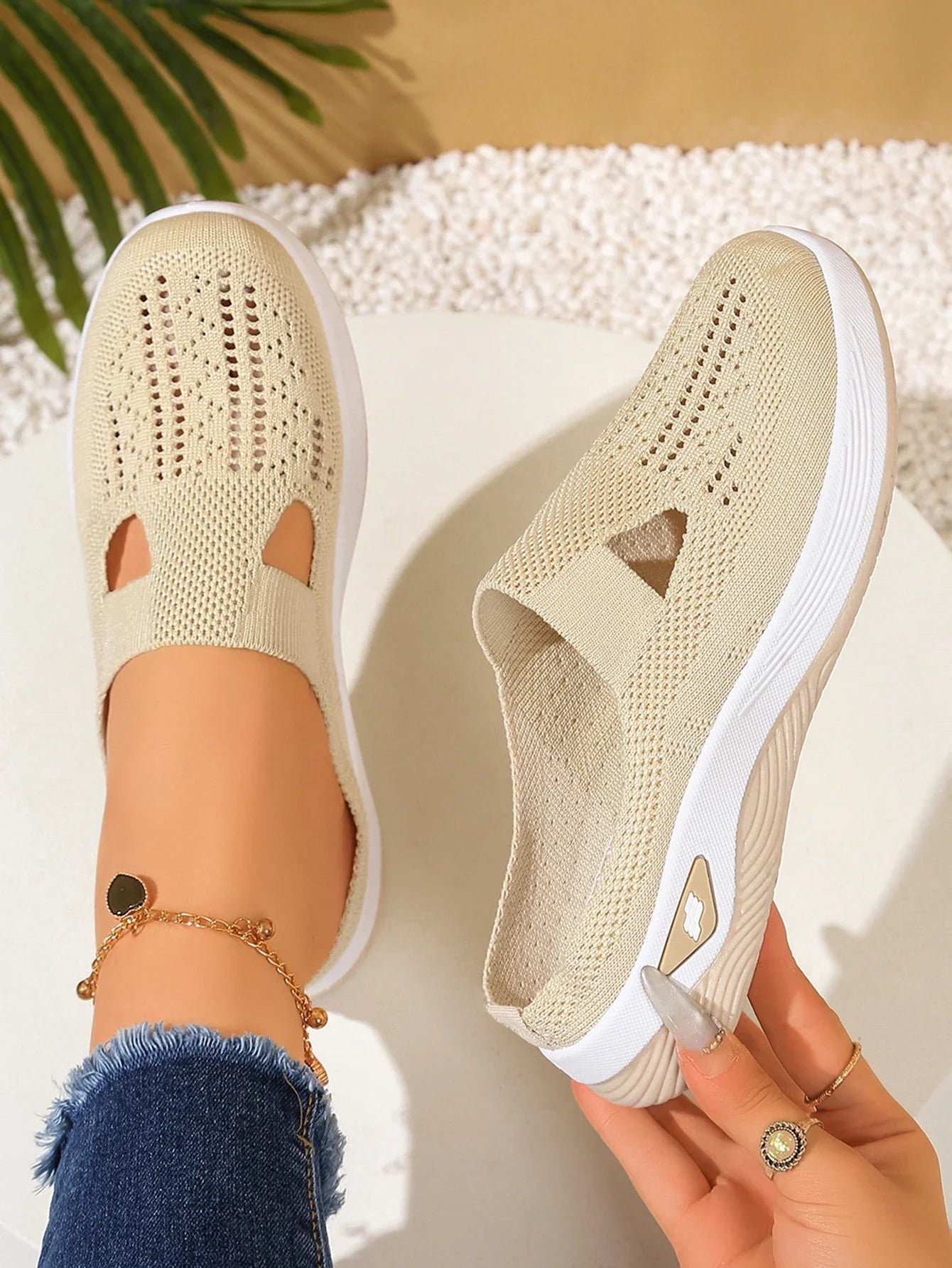 Women's Indoor Home Half Slippers, Breathable Vent Design Slip On Summer Casual Footwear, Daily Slip-on Sandals for Household LadyShow.Store