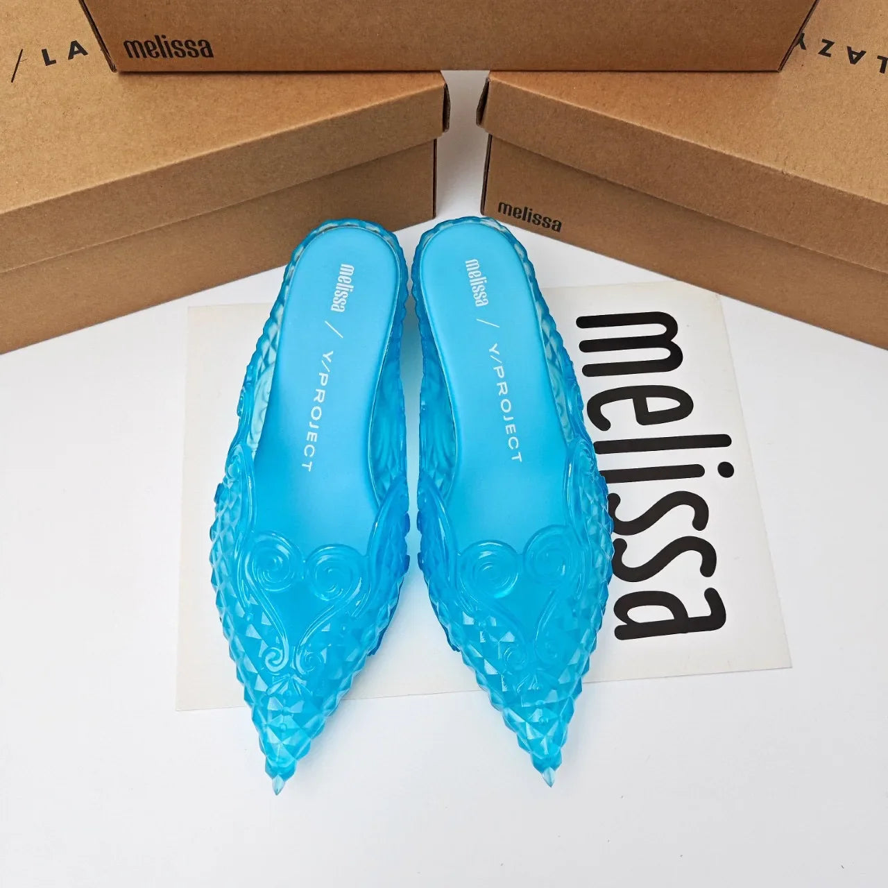 Women Sandals 2025 Spring Melissa Woman Slingback Shoes Fashion Ladies High Heels Elegant Med Heel Pointed Toe Slip on Sandal LadyShow.Store